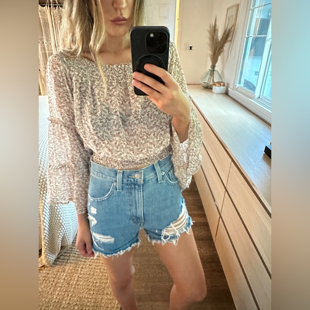 NWT Bohemian Crop Top with Bell Sleeves